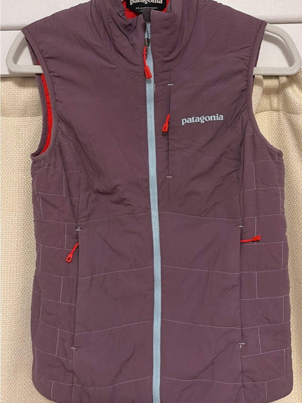 Patagonia Quilted Vest in Plum with Red Trim